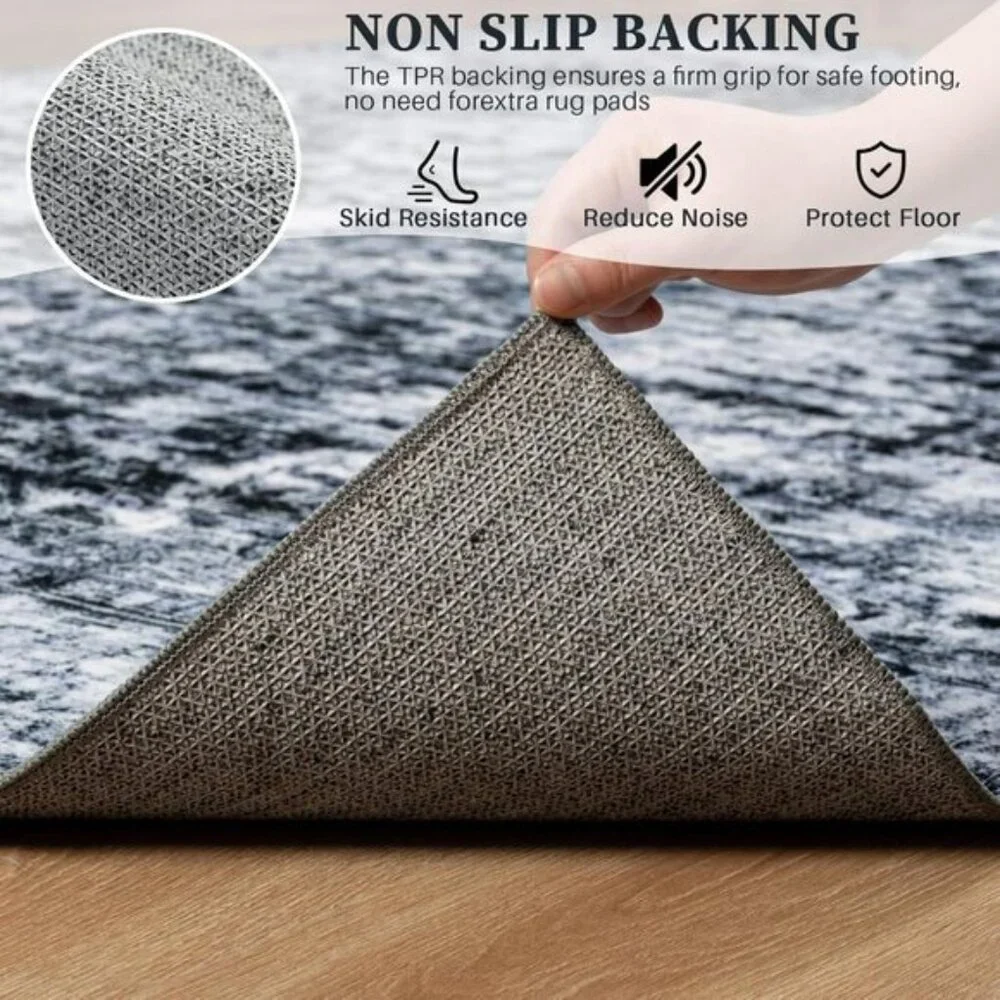 6x9 Vintage Washable Rug, Ultra-Soft, Non-Slip, Low Pile Carpet for Home & Room